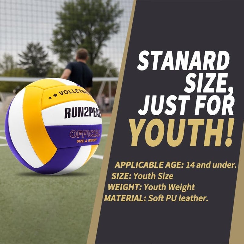 RUN2PEAK Soft Volleyball Ball Official Size 5 Volleyballs for Indoor Outdoor Beach Pool Game Play for Youth Teen Team Beginners Professional PU Leather Training Practice Volley Balls - Image 4